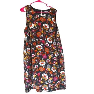 J Jill size large women's midi dress. Floral print, two layers, pockets!